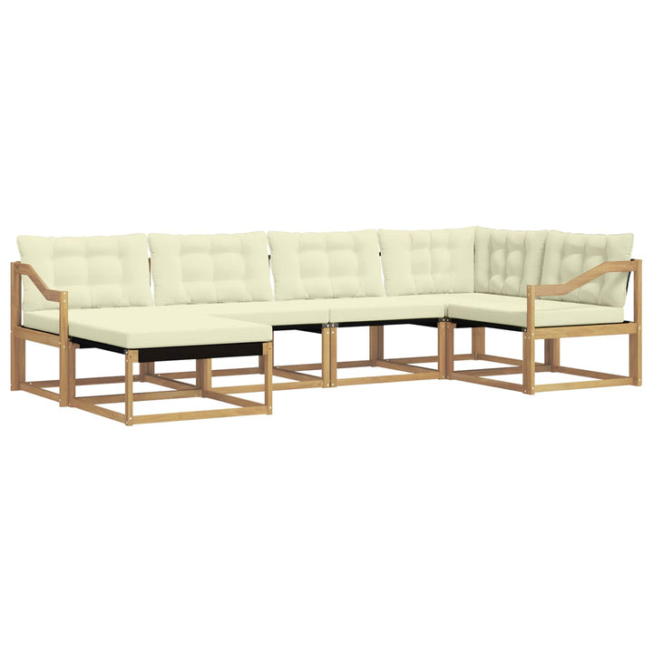 Udendørs sofagruppe med pude 6 pcs Hvid og cremefarvet