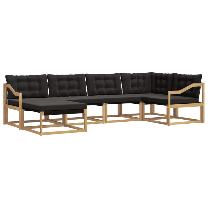 Udendørs sofagruppe med pude 6 pcs Hvid og sort