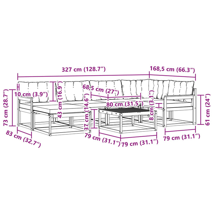 Udendørs sofagruppe 7 pcs Hvid og cremefarvet 79 x 79 x 37 cm