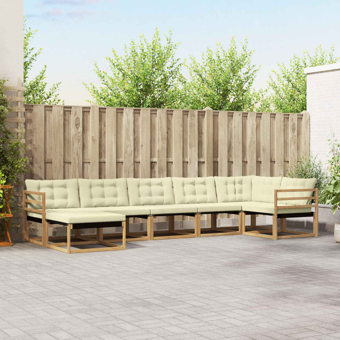 Udendørs sofagruppe med pude 7 pcs Hvid og cremefarvet