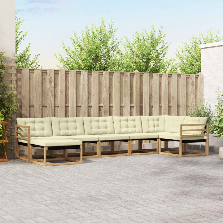 Udendørs sofagruppe med pude 7 pcs Hvid og cremefarvet