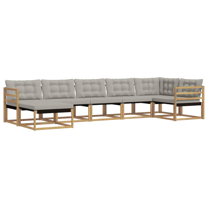 Udendørs sofagruppe 7 pcs Hvid og lysegrå 404 x 166,5 x 73 cm