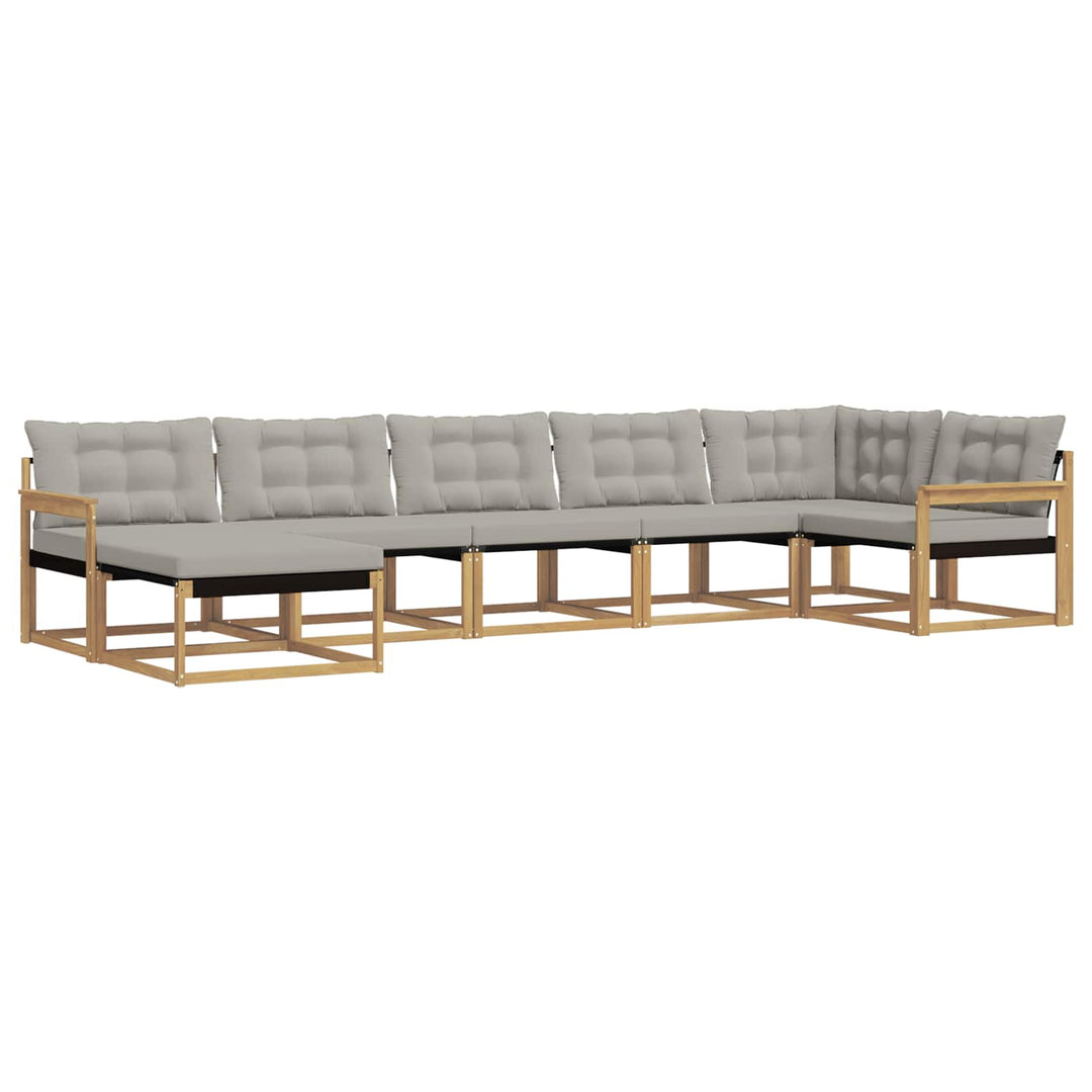 Udendørs sofagruppe 7 pcs Hvid og lysegrå 406 x 168,5 x 73 cm