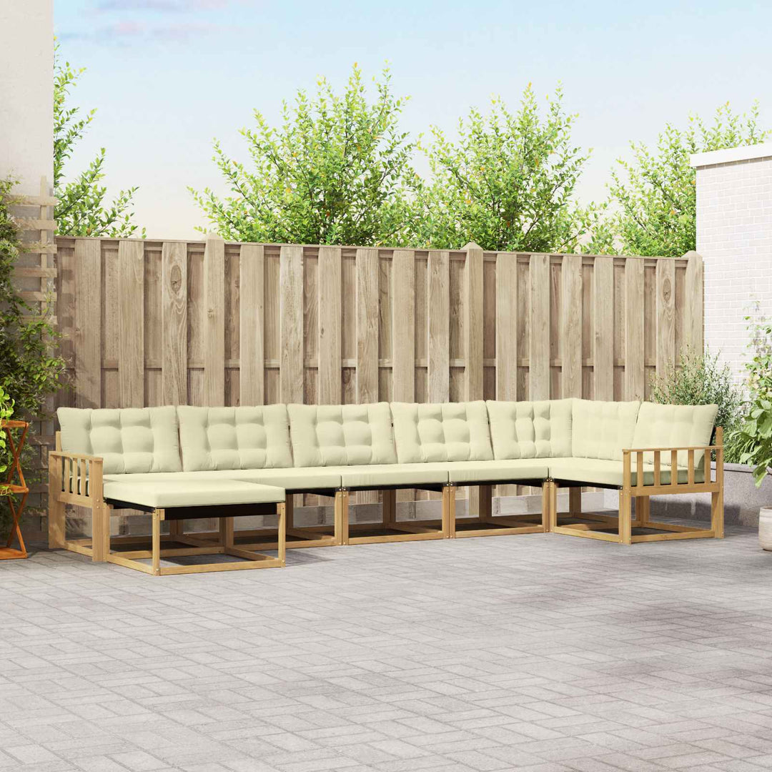 Udendørs sofagruppe med pude 7 pcs Hvid og cremefarvet