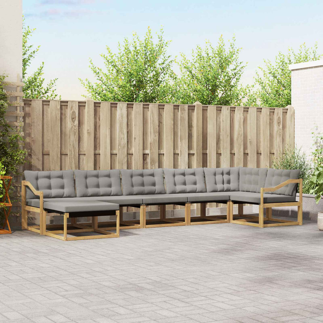 Udendørs sofagruppe 7 pcs Hvid og lysegrå 404 x 166,5 x 73 cm