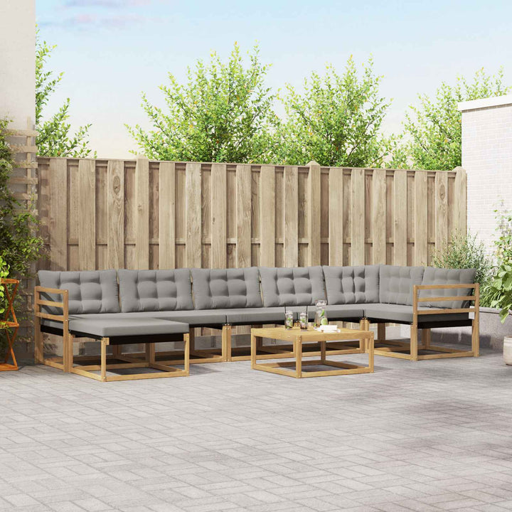 Udendørs sofagruppe 8 pcs Hvid og lysegrå Massivt Akacietræ