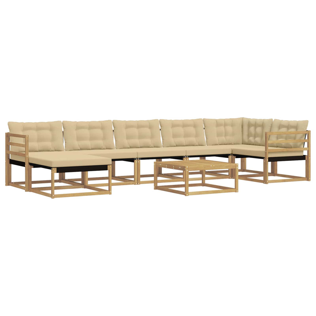 Udendørs sofagruppe 8 pcs Hvid og Beige 79 x 79 x 37 cm