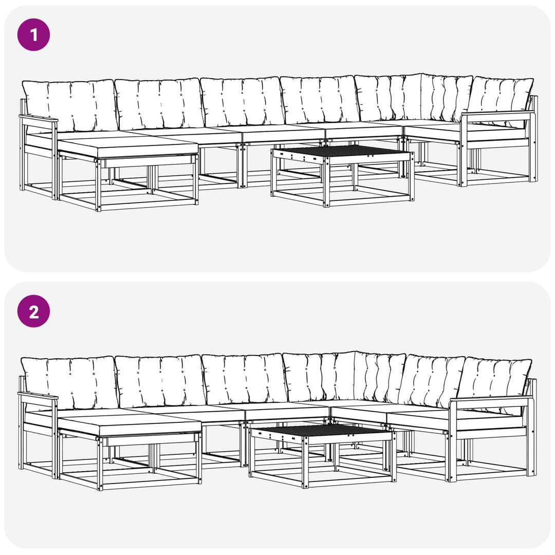 Udendørs sofagruppe 8 pcs Hvid og lysegrå 79 x 79 x 37 cm