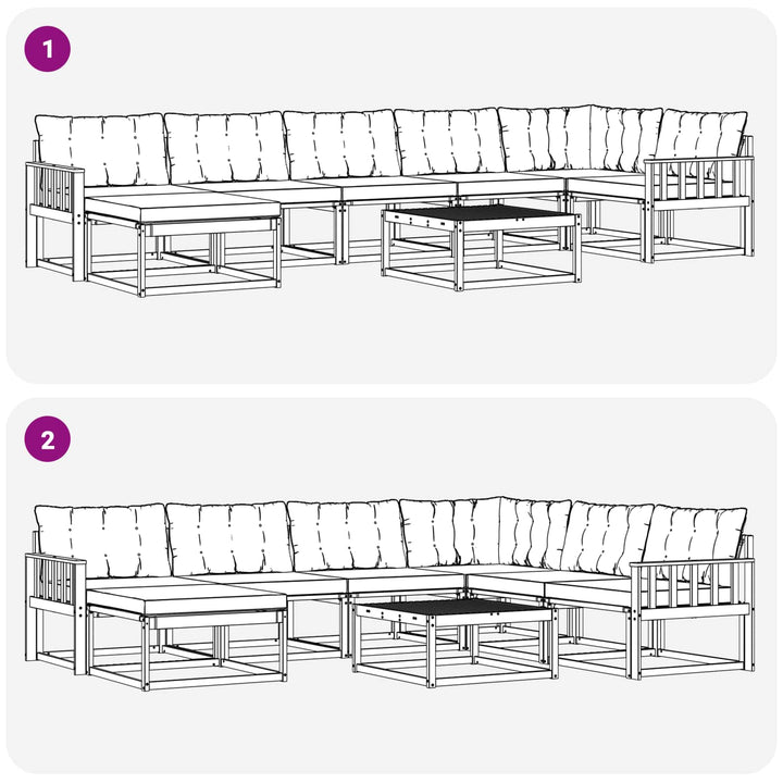 Udendørs sofagruppe 8 pcs Hvid og lysegrå 79 x 79 x 37 cm