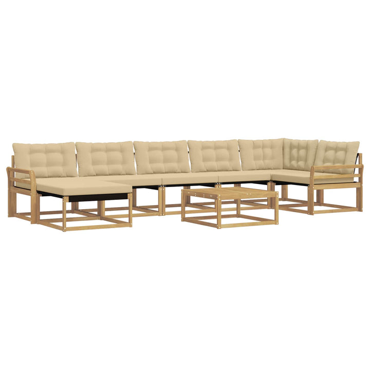 Udendørs sofagruppe 8 pcs Hvid og Beige 79 x 79 x 37 cm
