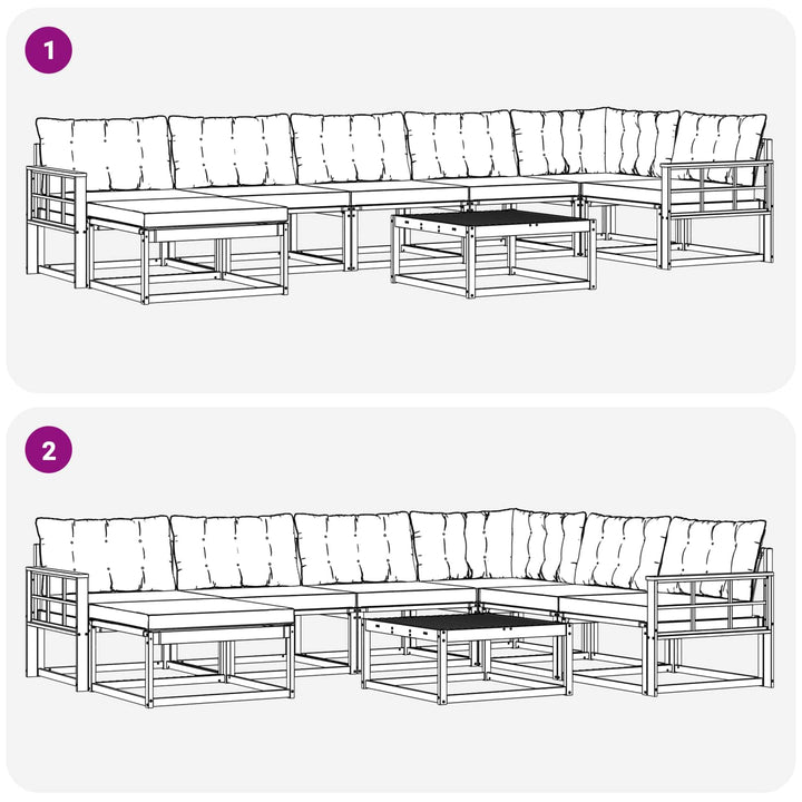 Udendørs sofagruppe 8 pcs Hvid og lysegrå 79 x 79 x 37 cm