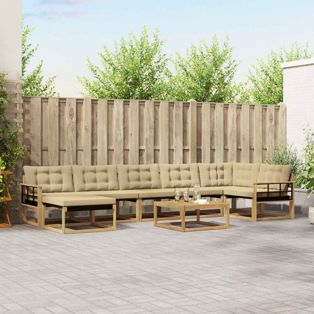 Udendørs sofagruppe 8 pcs Hvid og Beige 79 x 79 x 37 cm