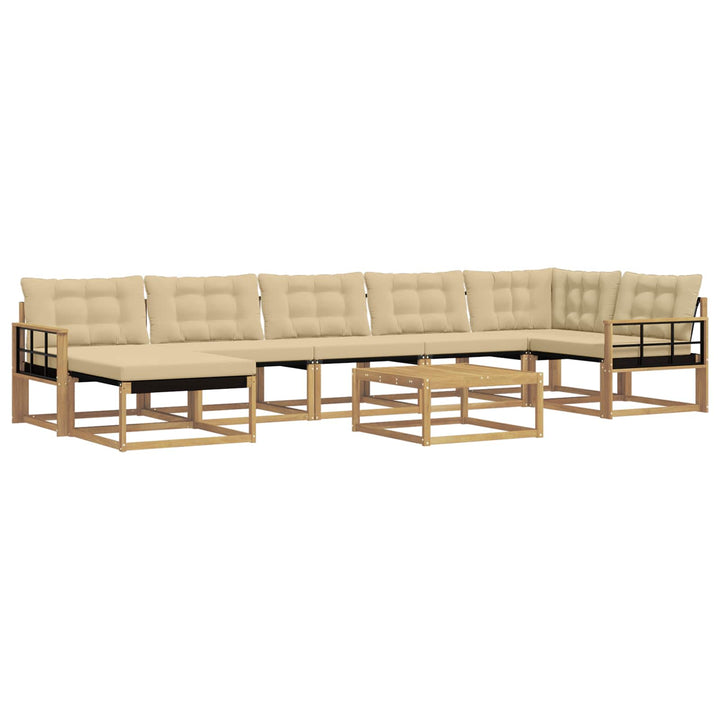 Udendørs sofagruppe 8 pcs Hvid og Beige 79 x 79 x 37 cm