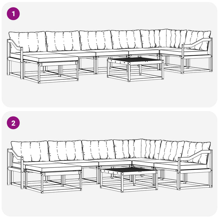 Udendørs sofagruppe 8 pcs Hvid og cremefarvet 79 x 79 x 37 cm