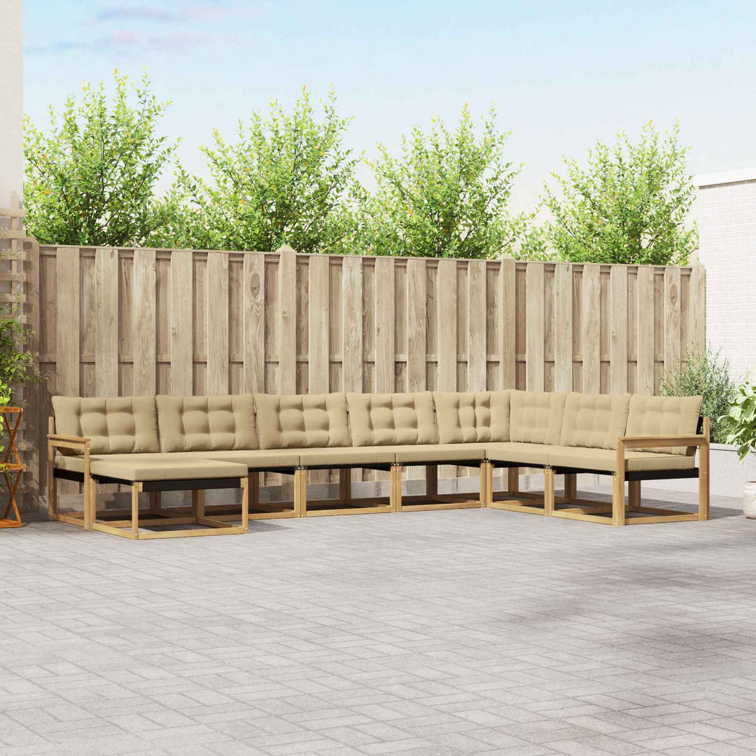Udendørs sofagruppe med pude 8 pcs Hvid og Beige