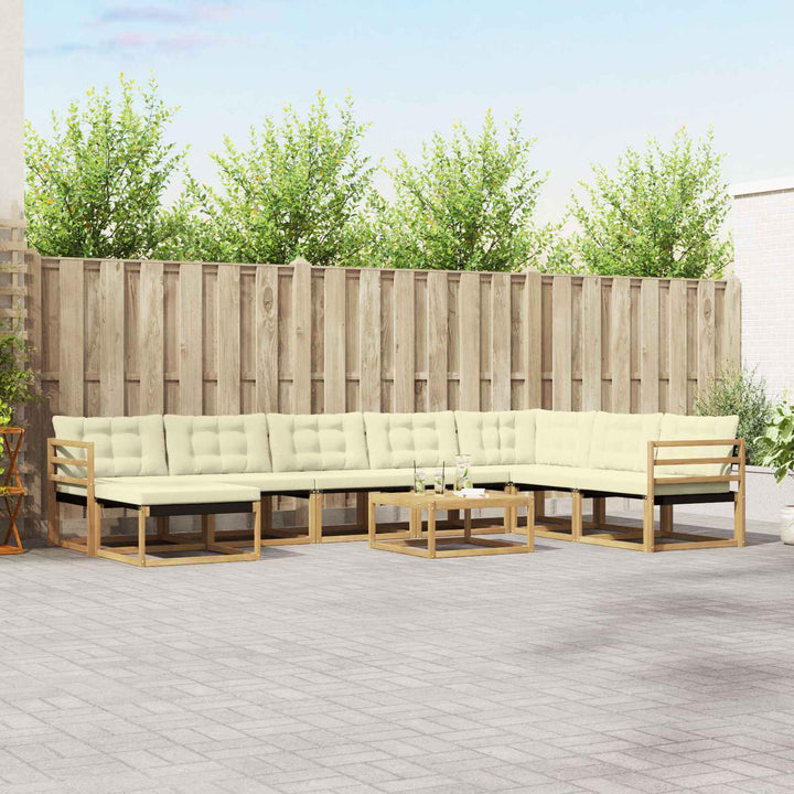 Udendørs sofagruppe 9 pcs Hvid og cremefarvet 79 x 79 x 37 cm