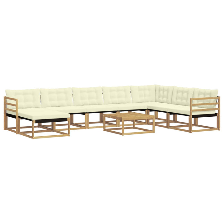 Udendørs sofagruppe 9 pcs Hvid og cremefarvet 79 x 79 x 37 cm