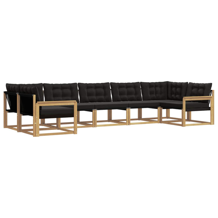 Udendørs sofagruppe med pude 7 pcs Hvid og sort