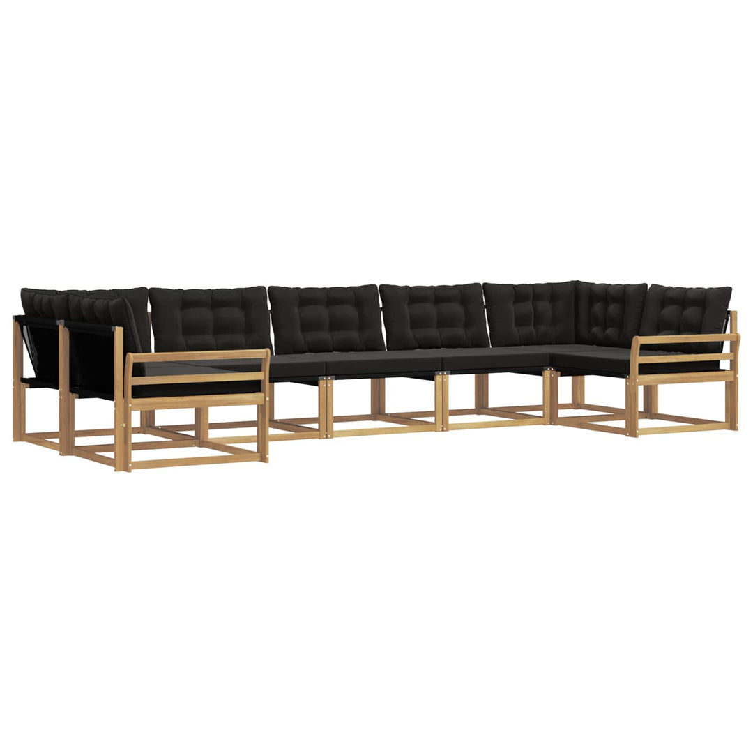 Udendørs sofagruppe med pude 7 pcs Hvid og sort