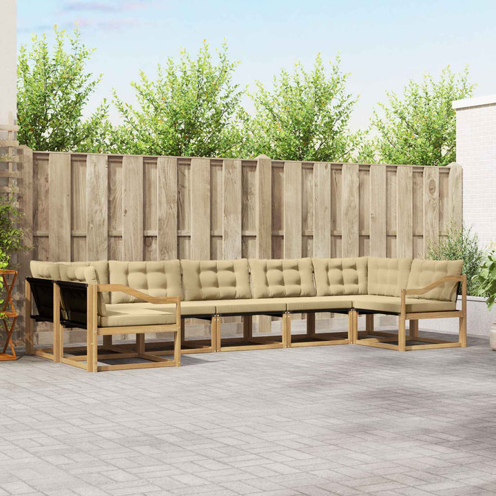 Udendørs sofagruppe med pude 7 pcs Hvid og Beige