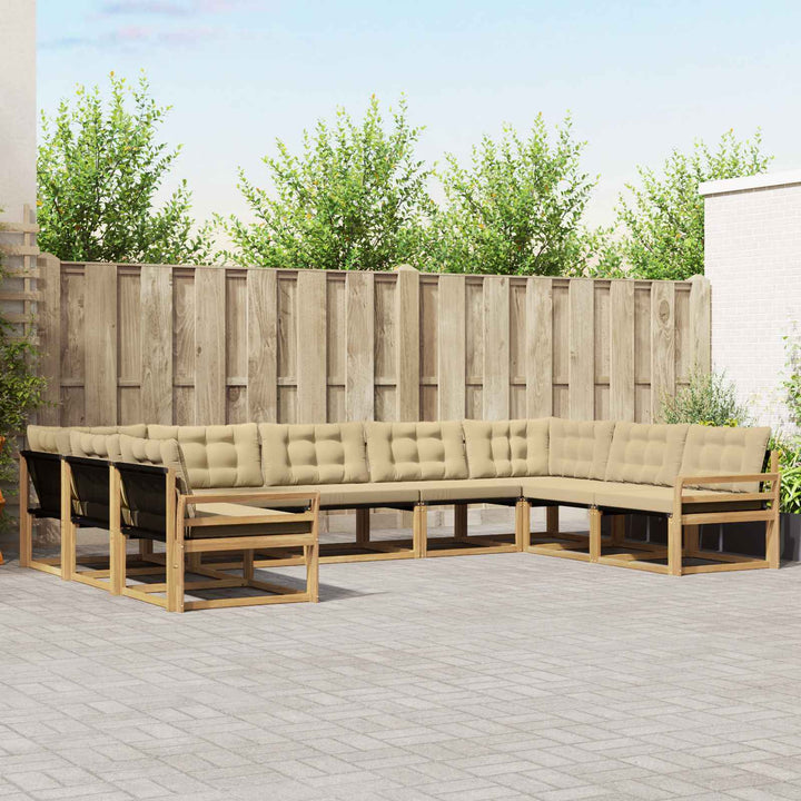 Udendørs sofagruppe med pude 9 pcs Hvid og Beige