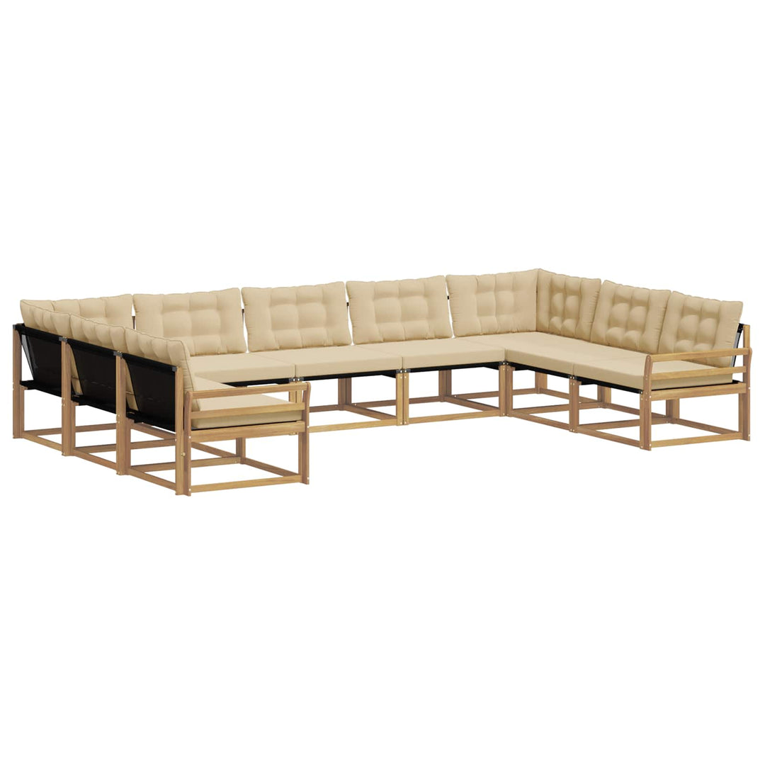 Udendørs sofagruppe med pude 9 pcs Hvid og Beige