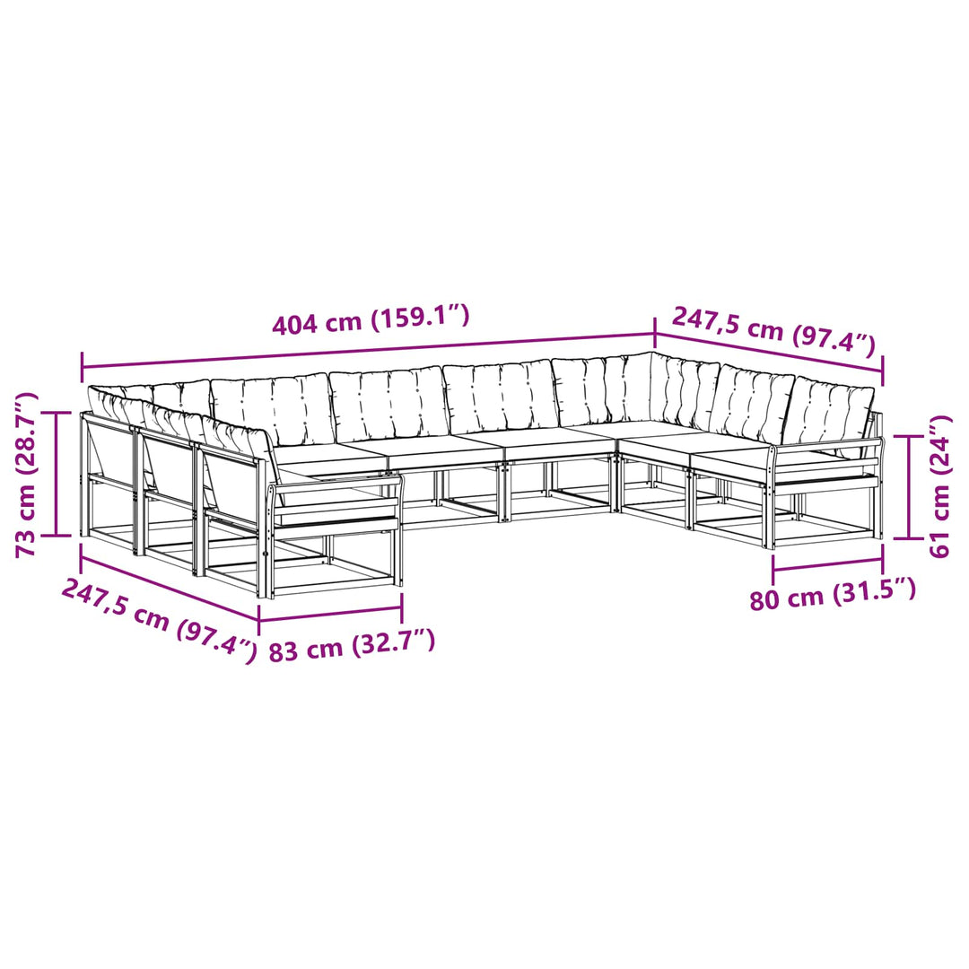 Udendørs sofagruppe med pude 9 pcs Hvid og Beige