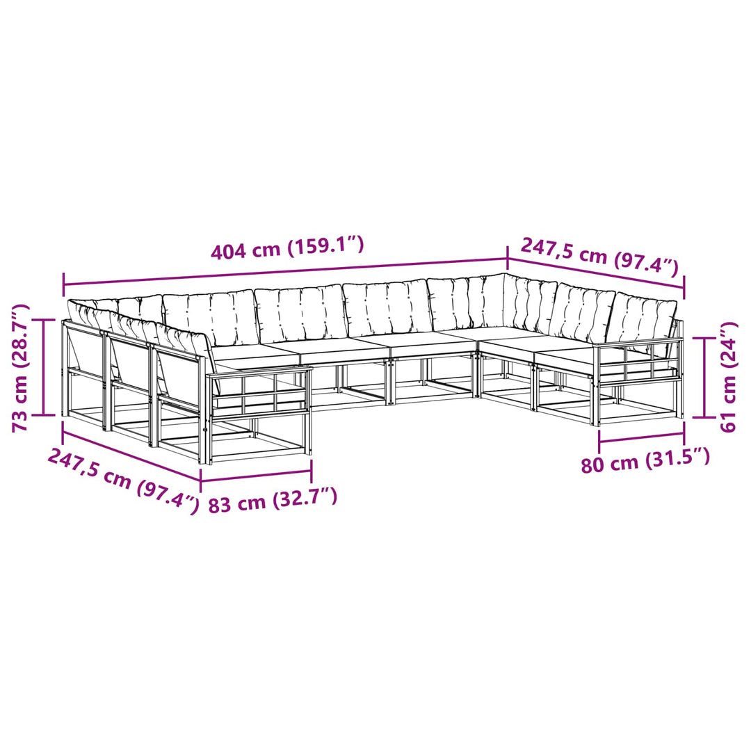 Udendørs sofagruppe med pude 9 pcs Hvid og Beige