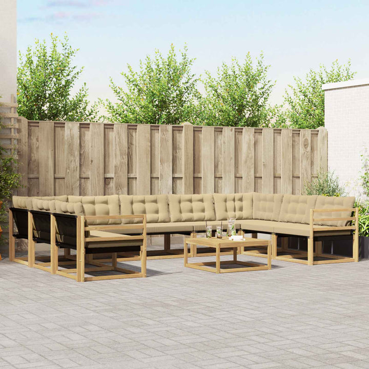 Udendørs sofagruppe med pude 10 pcs Hvid og Beige