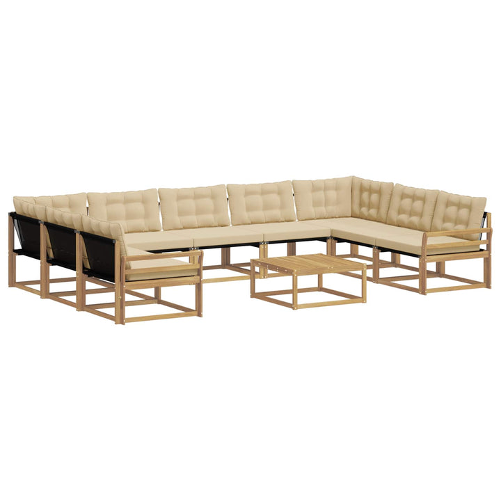 Udendørs sofagruppe med pude 10 pcs Hvid og Beige