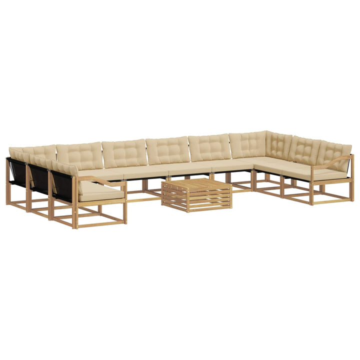 Udendørs sofagruppe med pude 11 pcs Hvid og Beige