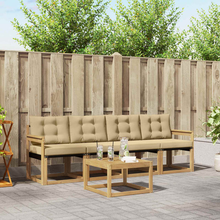 Udendørs sofagruppe med pude 5 pcs Hvid og Beige