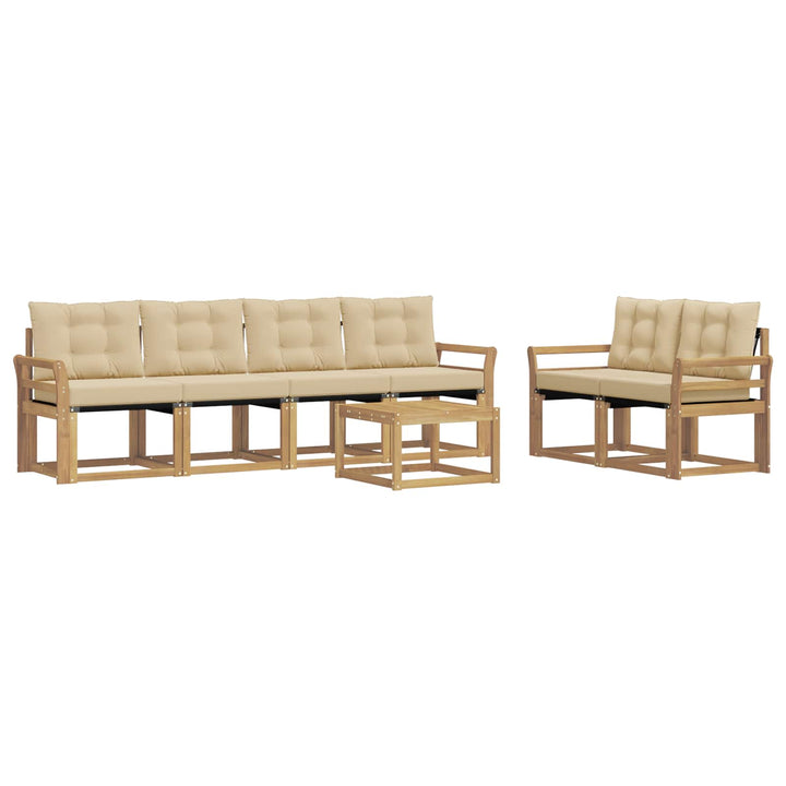 Udendørs sofagruppe med pude 7 pcs Hvid og Beige
