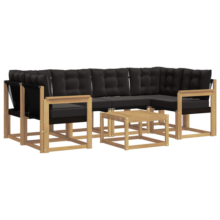 Udendørs sofagruppe med pude 7 pcs Hvid og sort