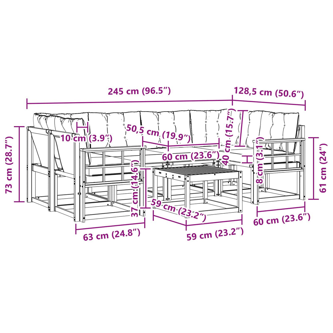 Udendørs sofagruppe med pude 7 pcs Hvid og Beige