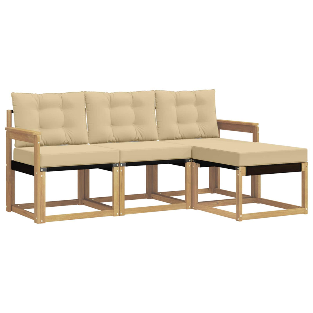 Udendørs sofagruppe med pude 4 pcs Hvid og Beige