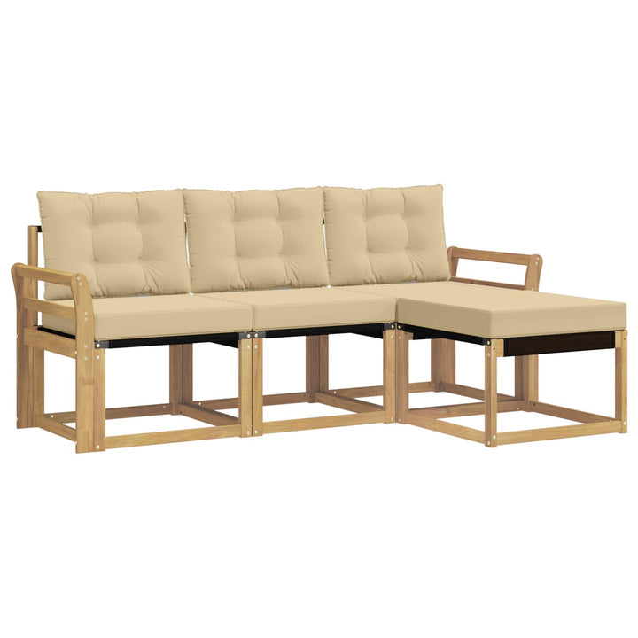 Udendørs sofagruppe med pude 4 pcs Hvid og Beige