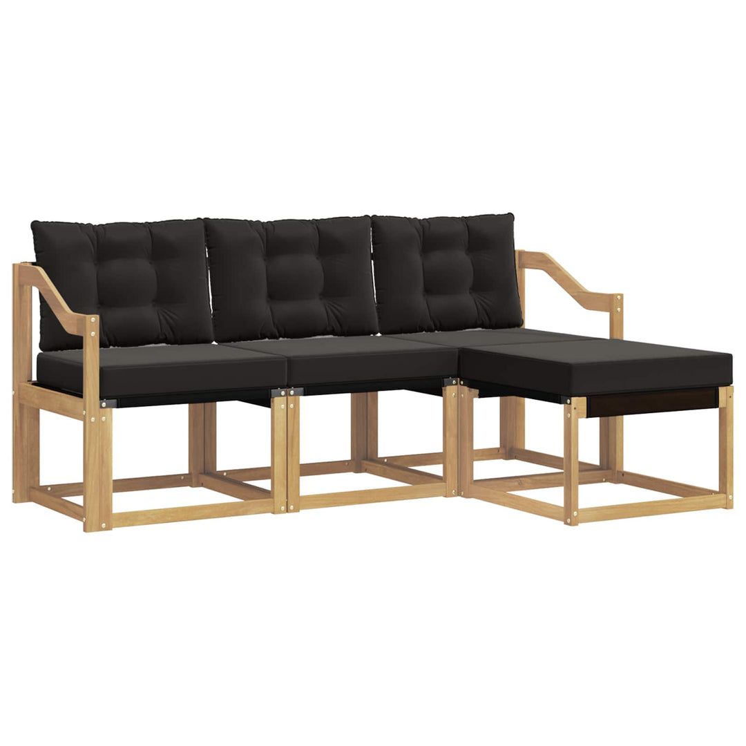 Udendørs sofagruppe med pude 4 pcs Hvid og sort