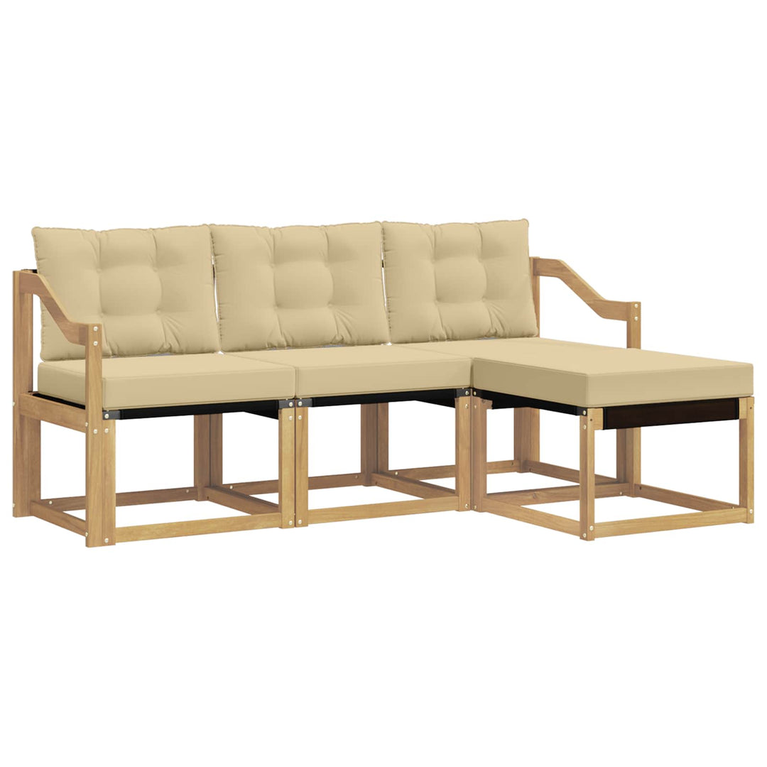 Udendørs sofagruppe med pude 4 pcs Hvid og Beige