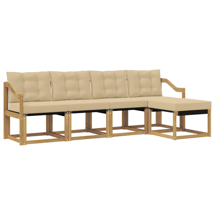 Udendørs sofagruppe med pude 5 pcs Hvid og Beige