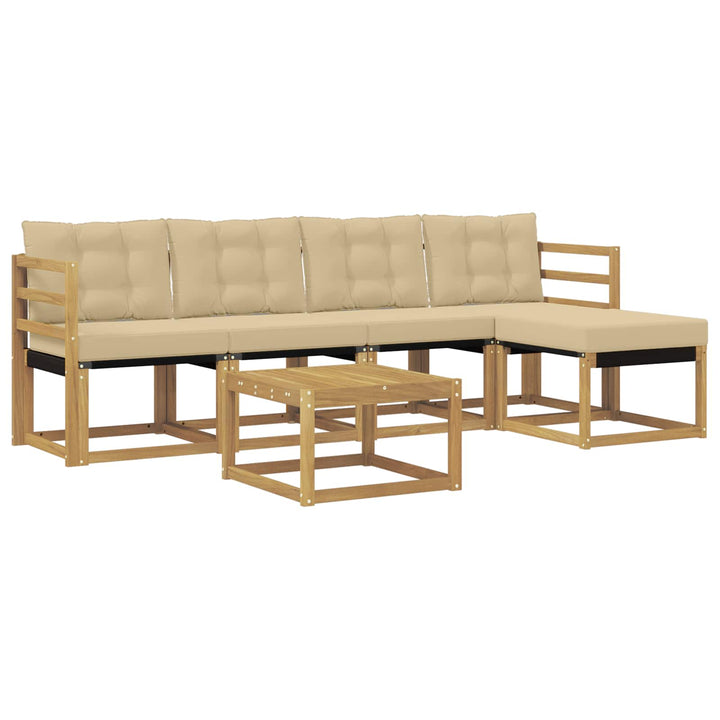 Udendørs sofagruppe 6 stk. Hvid og Beige