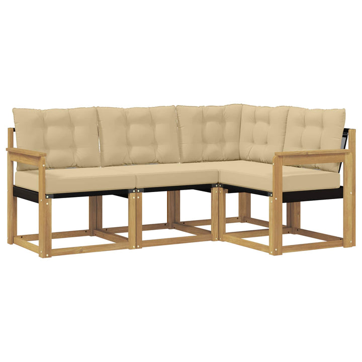 Udendørs sofagruppe med pude 4 pcs Hvid og Beige