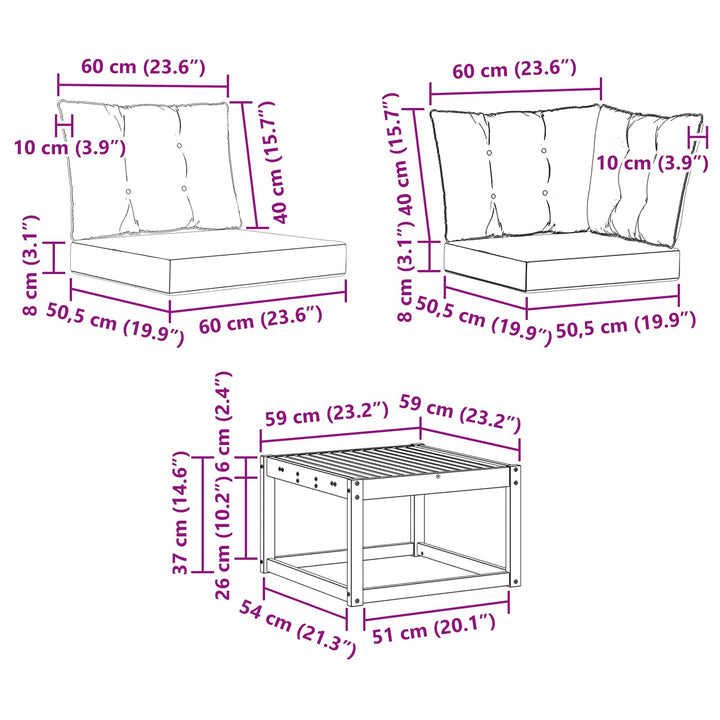 Udendørs sofagruppe med pude 5 pcs Hvid og Beige