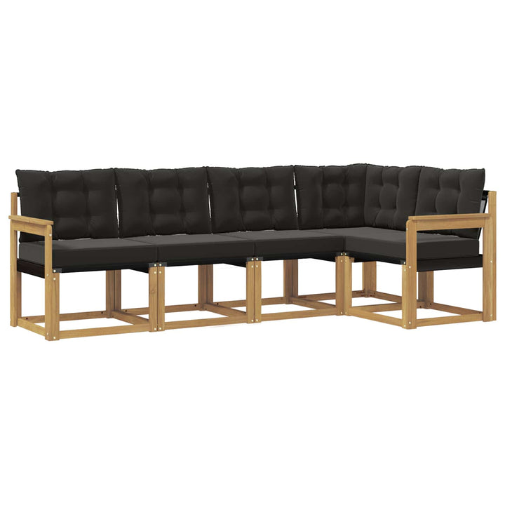 Udendørs sofagruppe med pude 5 pcs Hvid og sort