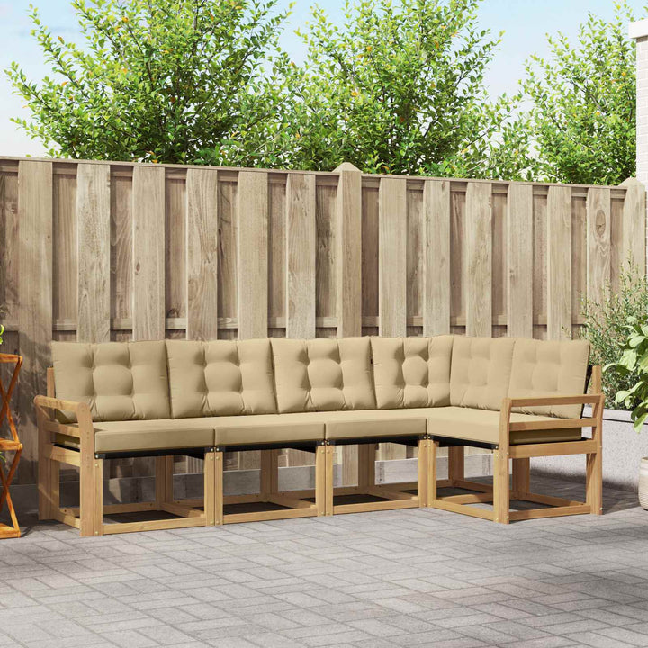 Udendørs sofagruppe med pude 5 pcs Hvid og Beige