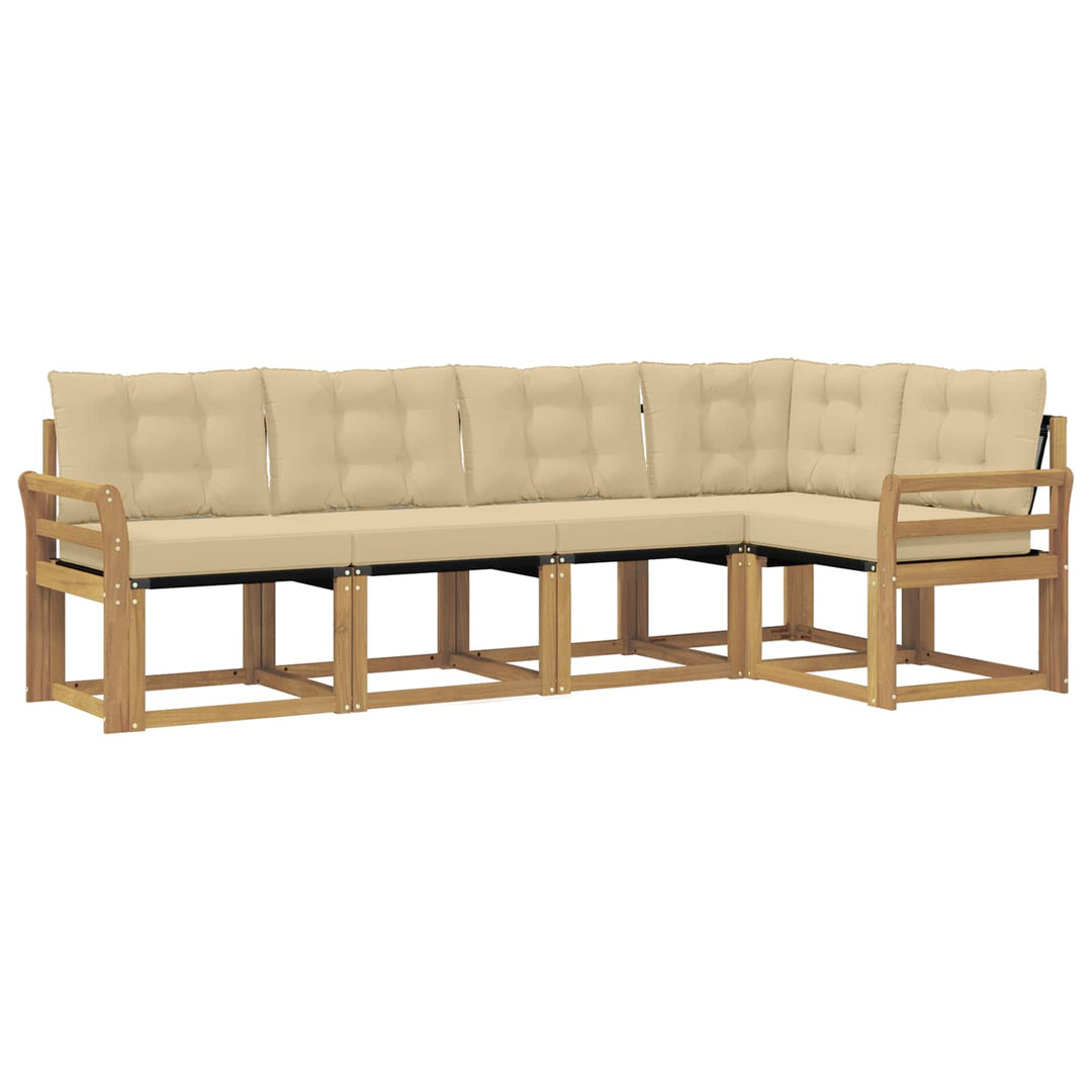 Udendørs sofagruppe med pude 5 pcs Hvid og Beige