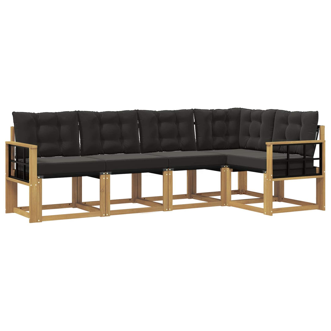 Udendørs sofagruppe med pude 5 pcs Hvid og sort