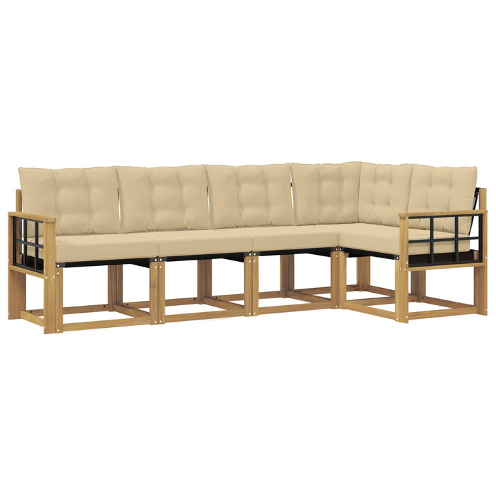 Udendørs sofagruppe med pude 5 pcs Hvid og Beige