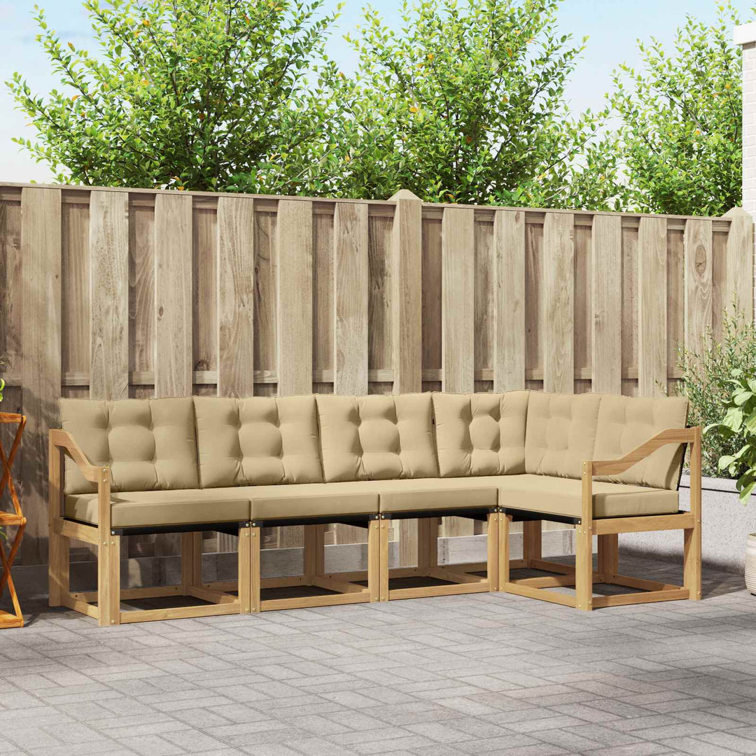 Udendørs sofagruppe med pude 5 pcs Hvid og Beige