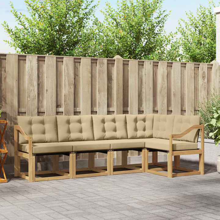 Udendørs sofagruppe med pude 5 pcs Hvid og Beige